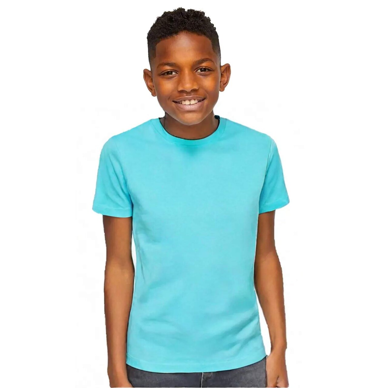 Youth Fine Jersey Crewneck T-Shirt for School, Sports & Everyday Lightweight Comfort Wear